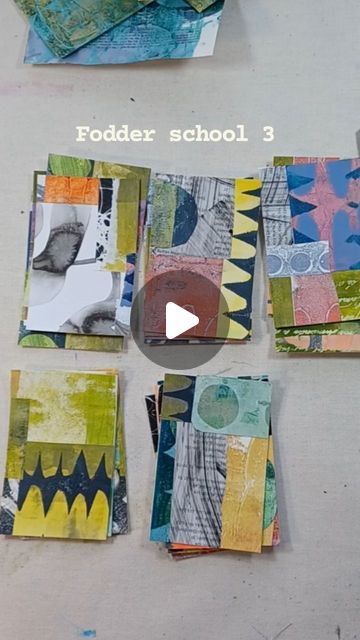 the video shows how to make paper collages with different colors and patterns on them