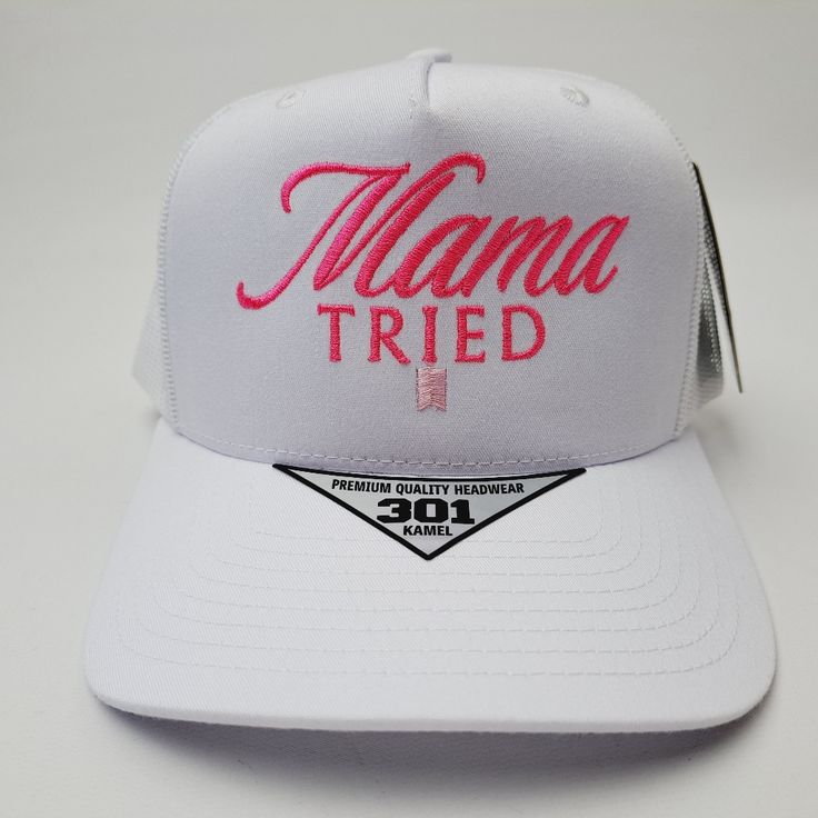 Embroidered Flat Bill Slight Curve Trucker Mesh Snapback Cap New Embroidered White Letter Print Trucker Hat For Streetwear, White Trucker Hat With Letter Print For Streetwear, White Embroidered Logo Trucker Hat For Summer, Summer White Trucker Hat With Embroidered Logo, White Embroidered Trucker Hat For Summer, Casual White Trucker Hat With Letter Print, Trendy White Trucker Hat With Letter Print, White Hats With Letter Print For Spring, Trendy White Embroidered Hat