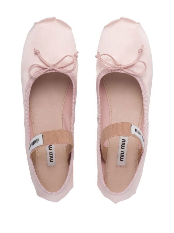 Miu Miu Logo Strap Ballet Flats - Farfetch Miu Miu Ballet, Mm Paris, Miu Miu Flats, Miu Miu Logo, Dr Shoes, Satin Shoes, Miu Miu Shoes, Ballet Fashion, Shoes Flats Sandals