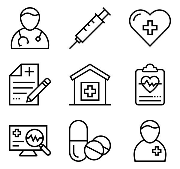 medical icons are shown in black and white