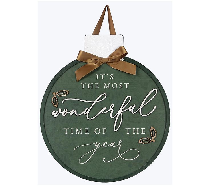 it's the most wonderful time of the year hanging ornament with ribbon