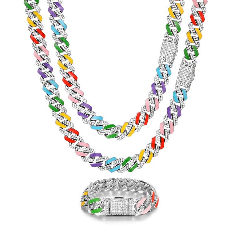 Our top-quality multicolor cuban link Enamel Iced Out Miami chain hits harder and outshines everything because its strong, bright white has incredible sparks and does not look fake . Its sparkles is classic and elegant which brings elegancy that fits to every style of outfit and people When you buy hip hop jewelry of the Miami Cuban link chain it is cheap and gives you the best millionaire luxury status because it’s high quality and moissanite diamond look that sets you apart from the crowd. Iced Out Cuban Link Chain, Expensive Diamond, Miami Cuban Link Chain, Miami Cuban Link, Miami Cuban, Hip Hop Jewelry, Cuban Link Chain, Cuban Chain, Cuban Link