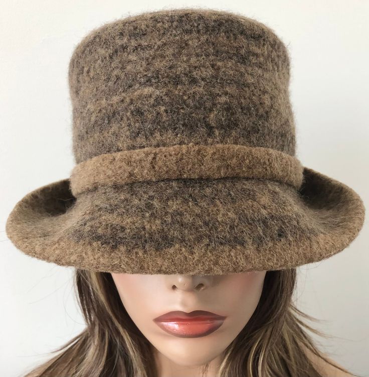 Camel Tweed Felted Wool Cloche Hat, Felted Cloche Hat, Women's Winter Wool Bucket Hat Art Deco Hats, Wool Bucket Hat, Wide Brim Felt Hat, Wool Cloche Hat, Tweed Hat, Felted Hat, Cloche Hats, Winter Chic, Shetland Wool