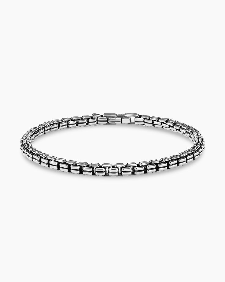 David Yurman | Double Box Chain Bracelet in Sterling Silver, 4mm Silver Bracelets For Men Unique, Silver Rope Bracelet, Yurman Bracelet, David Yurman Bracelet, Bf Gifts, Casual Jewelry, Silver Chain Bracelet, Unique Pendant, Sterling Silver Bracelet