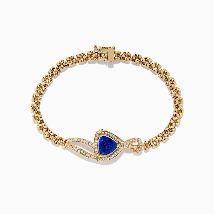 Nahla Siri 14K Yellow Gold Diamond Tanzanite Bracelet Flexible 14k Gold Bracelet For Formal Occasions, Formal Yellow Gold Tanzanite Jewelry, 14k Gold Bracelet With Gemstones, Fine Jewelry, Formal Gold Gemstone Chain Bracelet, Formal Gemstone Chain Bracelet, 14k Yellow Gold Bracelet With Gemstone, 14k Gold Gemstone Bracelet, 14k Gold Fine Jewelry Bracelet For Formal Occasions, 14k Gold Tennis Bracelet With Gemstones For Formal Occasions