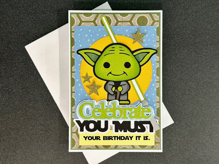 a birthday card with an image of yoda from star wars