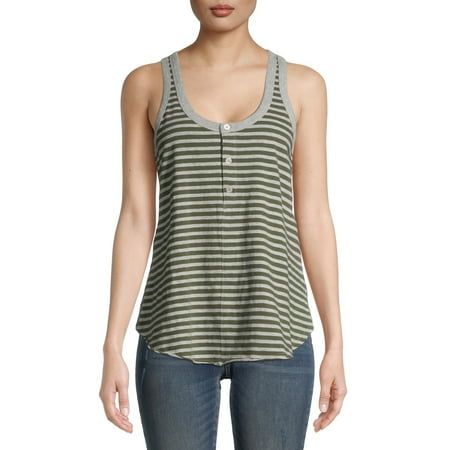 Your summer style is a breeze in this tank top with a Henley shirt twist from Time and Tru. The sleeveless silhouette helps to keep you cool while the raw edge trim adds a fresh touch to your look. Size: M.  Color: Green.  Gender: female.  Age Group: adult. Coach Edie Shoulder Bag, Fits For Summer, New Bra, Henley Shirt, Cheap Shirts, Henley Shirts, Raw Edge, Summer Style, Basic Tank Top