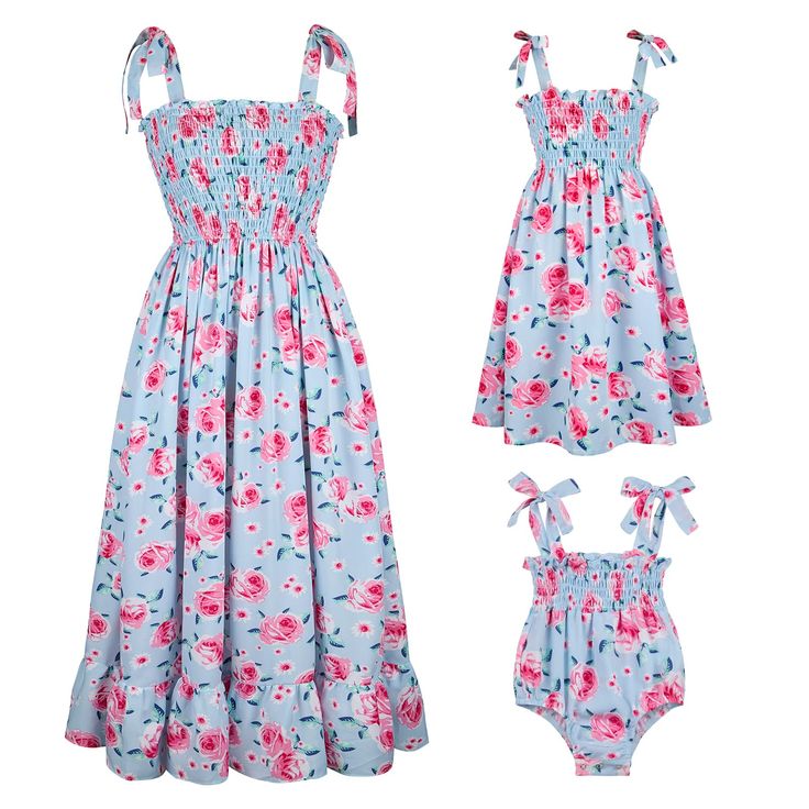 PRICES MAY VARY. 100% Rayon,soft,breathable and comfortable. All the details we love for this breezy sundress, from its stretch smocked bodice to its floral print. Plus, bows at the straps for the finishing touch.This breezy sundress is ready to be dressed up or down for any summer occasion. Adjustable strap romper/dress,can be adjusted higher or low depends on your needs. Hand wash or gentle machine wash.Hand to dry,dry with low heat,cool iron. PLEASE NOTE:Size 3-6 Months to Size 18-24 Months i Beach Dresses Summer Casual, Sundress Beach, Mommy Dress, Dress Summer Casual, Summer Casual Dress, Beach Dress Summer, Girls Casual Dresses, Family Matching Outfits, Smocked Dress