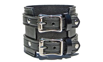 Double Buckle Black/Silver Bracelet Black Leather Band Bracelet, Punk Style Leather Jewelry With Wrist Strap, Punk Leather Wrist Strap Jewelry, Punk Leather Jewelry With Wrist Strap, Adjustable Leather Wristband With Bracelet Strap, Adjustable Leather Punk Cuff Bracelet, Double Band Leather Strap Jewelry, Classic Adjustable Leather Bracelet With Wrist Strap, Punk Style Adjustable Leather Bracelet With Black Band