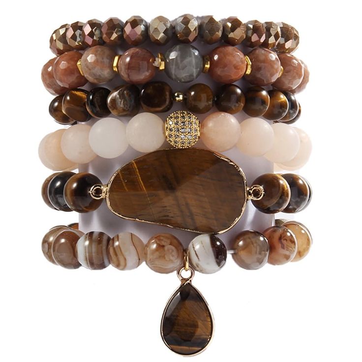 PRICES MAY VARY. [ 6 Pcs Natural Stone Beaded Bracelets/Bangle Set ]:Made of 100% Natural Stone,Tiger eyes,Turquoise,Jasper, Agate, Ceramics,High quality beads,Crystal and Gemstone which are high quality materials,Smooth and comfortable. Bohemian bracelets sets are threaded with strong elastic string. Durable and flexible.The addition of the stainless steel bangle makes the bracelet both vintage and stylish.With 6 individual single loop bracelets, you can choose to wear one or several to wear. [ Loop Bracelets, Boho Beaded Bracelets, African Beaded Bracelets, Bracelets Sets, Boho Bracelets Stack, Stone Bead Jewelry, Tiger Eyes, Healing Gemstone Bracelets, Bracelets Bangle