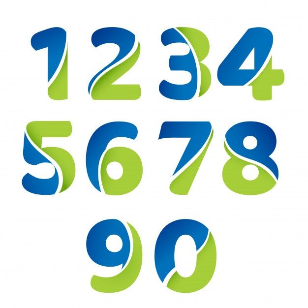 blue and green numbers on white background