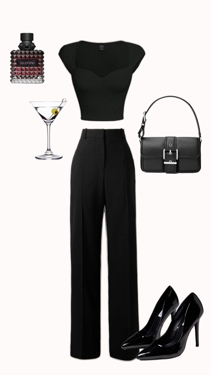 Jazz Club Date Night Outfit, Black Flirty Bodysuit For Date Night, Elegant Black Sets For Date Night, Chic Black Bodysuit For Date Night, Jazz Night Outfit, Black One-shoulder Jumpsuit For Date Night, Casual Dinner Date Outfit, Classy Date Night Outfit, Bartender Outfit