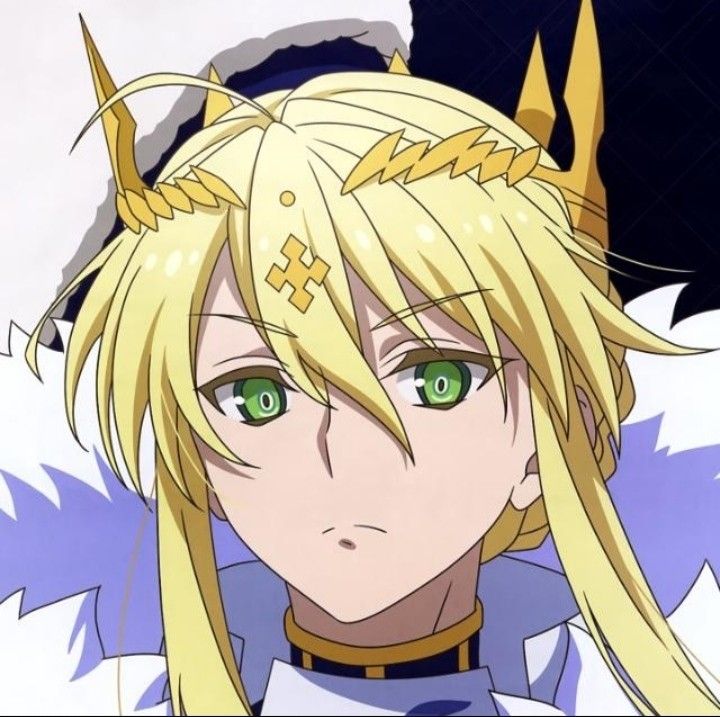 an anime character with long blonde hair and green eyes