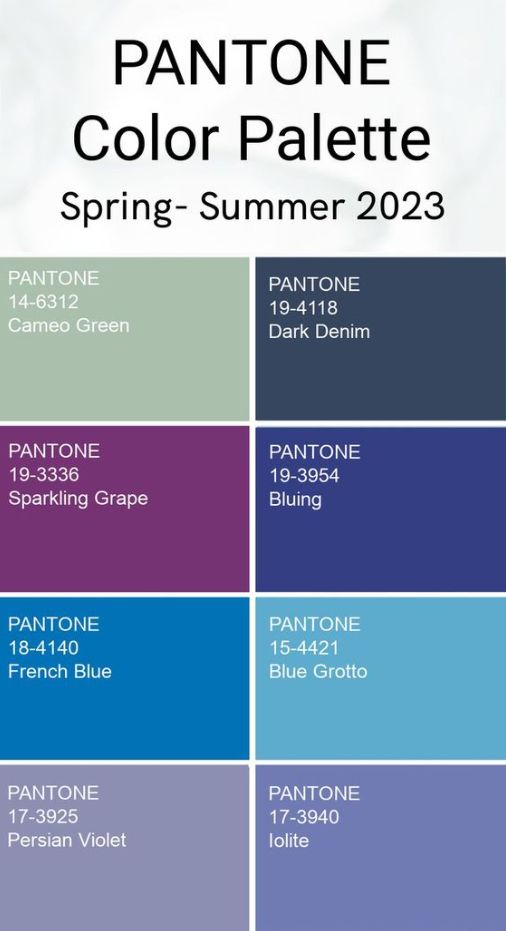 the pantone color palette is shown in blue and purple