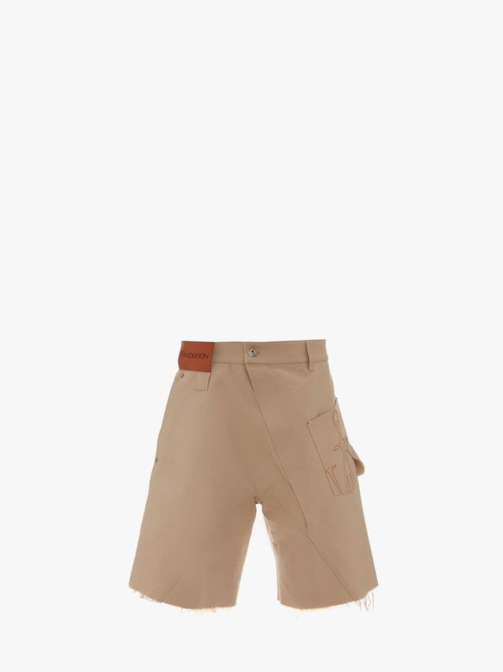 TWISTED CHINO SHORTS in neutrals | JW Anderson Utility Bermuda Shorts With Built-in Shorts, Utility High-waisted Shorts With Cargo Pockets, Utility High-waisted Shorts With Side Pockets, High Waist Utility Shorts With Side Pockets, High-waisted Utility Shorts With Side Pockets, Workwear Shorts With Hip Pockets For Spring, Utility High-waisted Shorts With Patch Pockets, Utility High-waisted Cargo Shorts With Belt Loops, Relaxed Fit High-waisted Shorts With Welt Pockets