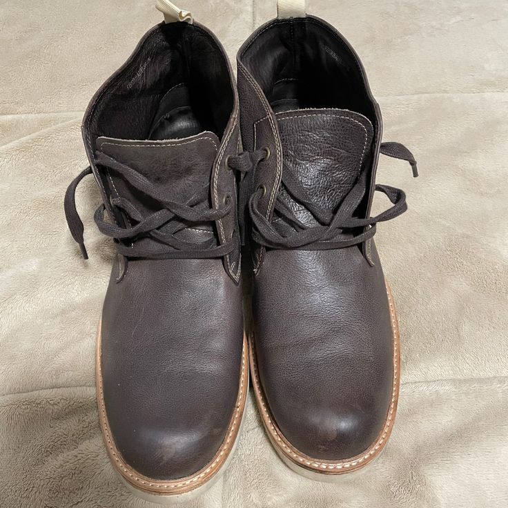 John Varvatos Leather Boots Size: 12 Barely Worn Like New And Clean Condition, There Are No Holes Or Stains, Or Fading. Smoke-Free And Pet-Free Home! Love Offers Brown Slip-on Work Boots With Rubber Sole, Fall Leather Footbed Work Boots With Round Toe, Casual Lace-up Boots With Reinforced Heel And Moc Toe, Casual Plain Toe Work Boots For Fall, Casual Plain Toe Boots For Fall, Brown Chukka Boots With Round Toe For Fall, Brown Slip-on Boots With Textured Sole, Leather Slip-on Boots With Leather Footbed, Brown Textured Sole Slip-on Boots