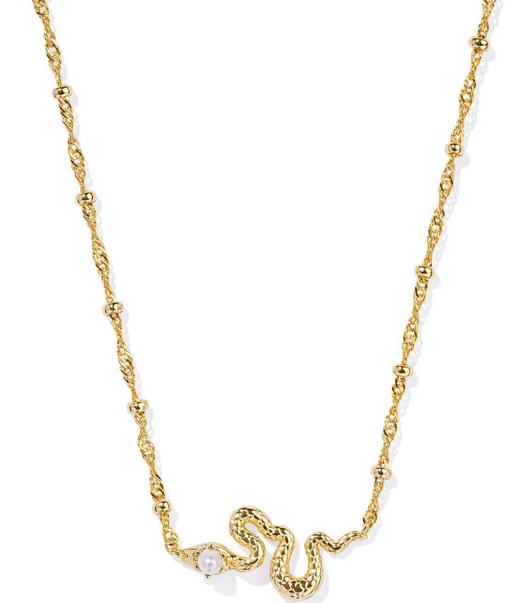 From Kendra Scott&#x2C; this necklace features:Short pendant necklace14K gold-plated or rhodium-plated brass Lobster clasp w/single adjustable slider bead closureApprox. 19" length Imported. Short Pendant Necklace, Accessories Jewelry Necklace, Gold Pendant Necklace, Dillard's, White Pearl, Kendra Scott, Pearl White, Lobster Clasp, Jewelry Necklace Pendant