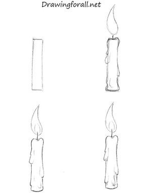 how to draw candles with pencils for beginners, step by step drawing instructions