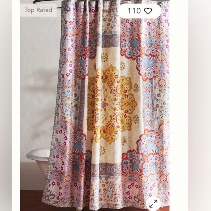 a shower curtain with an ornate design on it's side and the words top rated