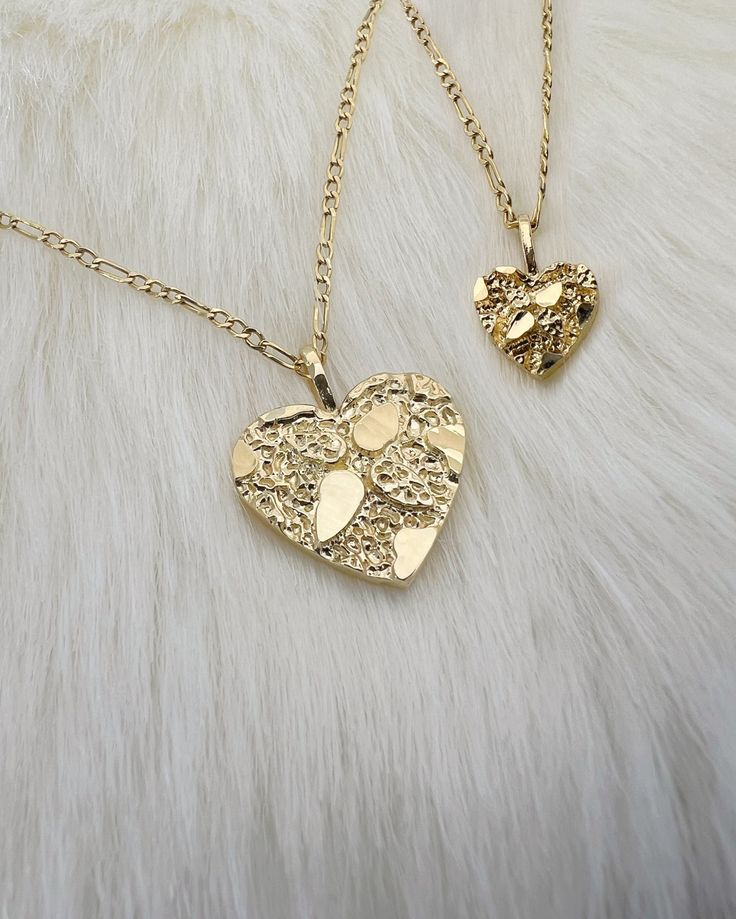 14k Solid Yellow Gold Nugget Heart Necklace, Dainty Nugget Heart Pendant! 1 Dainty Nugget Heart Charm, Love Pendant Solid 14k gold, Nugget Heart. Choose To Buy With 16in Chain Or Without Chain. Dimensions: Small: 13.3mm x 9.0mm                        Large: 20.9mm x 17.8mm Diamond Cut finish for a radiant shine. Question? Please don't hesitate to contact me. *Wholesale or Custom* Wholesale: The more you buy, cheaper goes the price. Custom: Unique pieces to fit your very own style. (Different Col 14k Stamped Double Heart Jewelry For Valentine's Day, Valentine's Day 14k Stamped Double Heart Jewelry, Gold Heart Necklace With Heart Pendant, Gold Heart Pendant Necklace With Heart Print, Gold Heart Necklace With Heart Print For Valentine's Day, Elegant Heart Print Jewelry For Valentine's Day, 14k Gold Heart Beads Necklace, Gold Necklace With Double Heart And Heart Print, 14k Gold Heart Necklace With Heart Beads