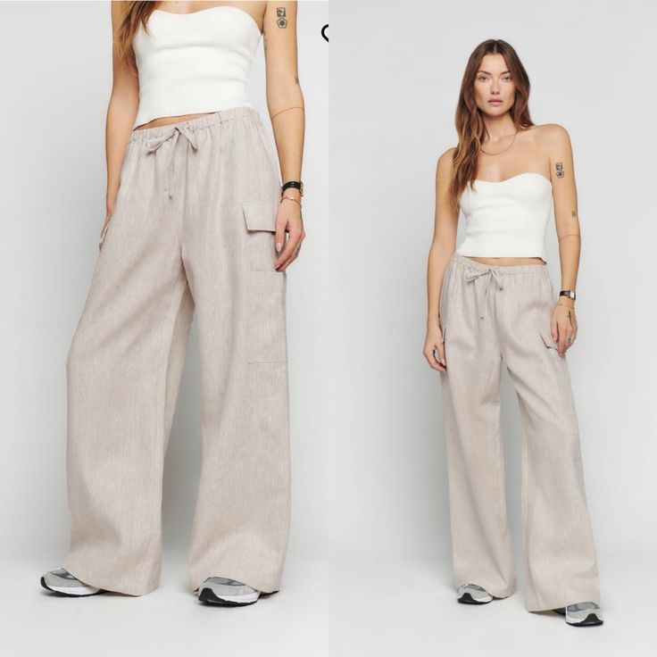 Brand New, Size Small. Color Is Called Oatmeal. It Doesn't Get Much Easier Than These Lightweight Linen Pants Fashioned With Handy Pockets And A Comfy Drawstring Waist. 31" Inseam; 26" Leg Opening; 12 1/2" Front Rise; 15 1/2" Back Rise (Size Medium) 100% Linen Machine Wash, Tumble Dry Imported Item #7534180 The Fit Designed To Have A Relaxed Fit. This Item Runs Large. We Recommend Sizing Down. See Our Size & Fit Guide. The Details Pocket Details And Drawstring Waist. This Is A Lightweight Linen Cream Linen Pants With Pockets, Cream High-waisted Linen Pants, High-waisted Cream Linen Pants, High-waist Linen Bottoms In Neutral Color, Casual Oatmeal Bottoms For Spring, Neutral High Waist Wide Leg Linen Pants, Cream Wide-leg Linen Pants, Cream Linen Wide-leg Pants, Beige Linen Bottoms With Pockets