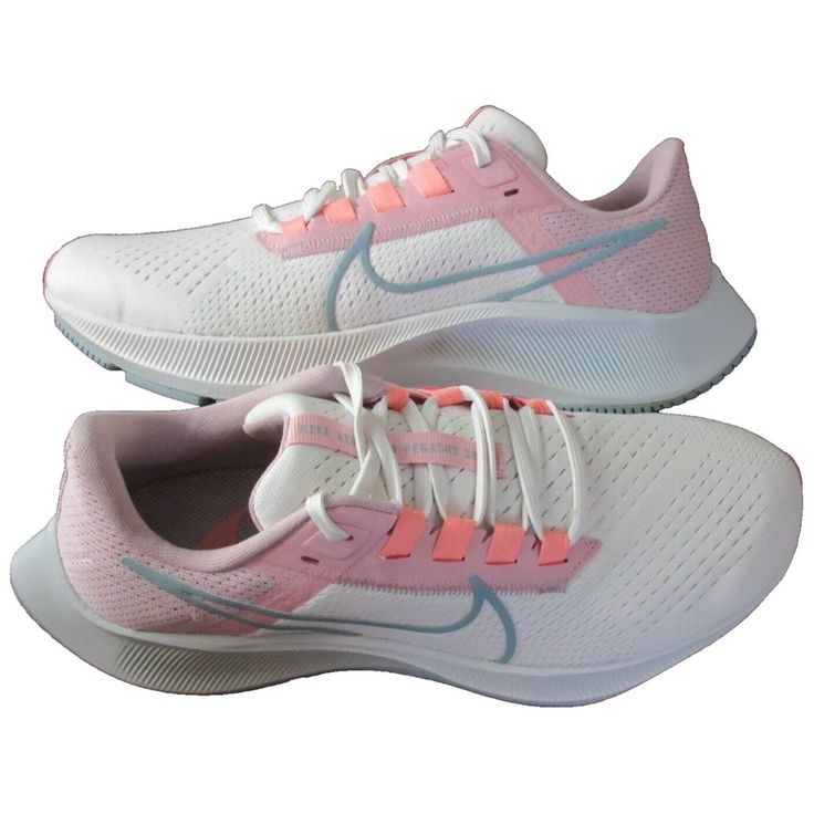 Women's Nike Air Zoom Pegasus 38 Running Shoes Sail Ocean Cube Pink Sizes Nib. Nike Women's Air Zoom Pegasus 38 Running Shoes. Brand New With The Original Box. (U.S.) "Sail/Ocean Cube/Pink Glaze" In Color. These Classic Nike Shoes Look & Feel Amazing On Your Feet. Nike Style # Cw7358 103. Get These Shoes Shipped To Your Door Fast! As Always, We Guarantee Authenticity. Please Email Us With Any Questions. Thanks! Classic Nike Shoes, Nike Air Zoom Pegasus 38, Air Zoom Pegasus 38, Nike Style, Nike Air Zoom Pegasus, Pink Nikes, Nike Fashion, Nike Shoes Women, Running Shoes Nike