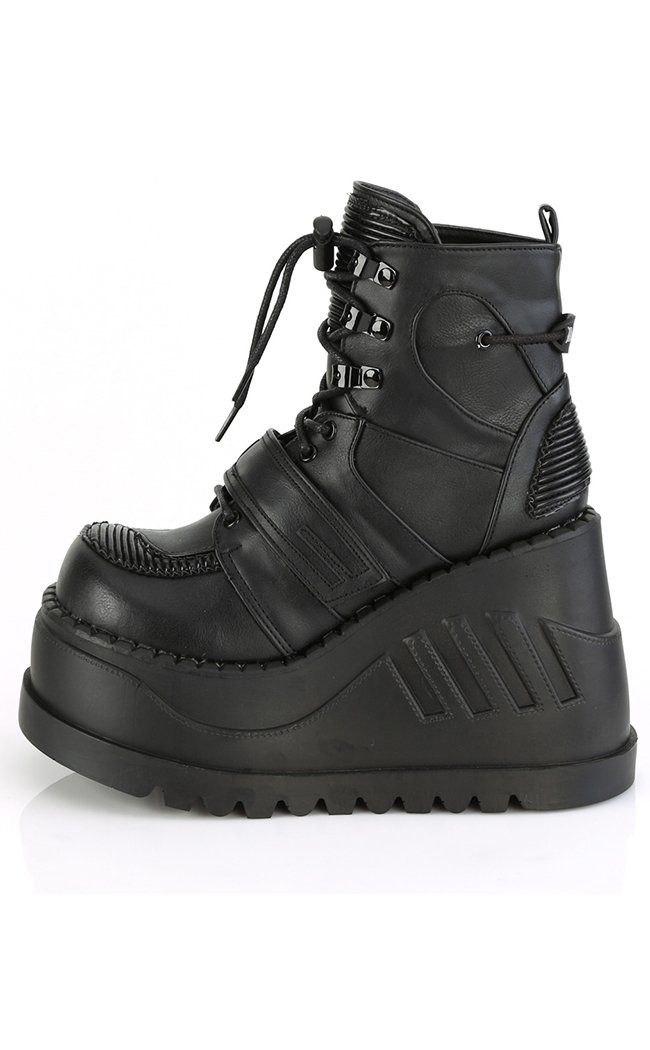 STOMP-13 Black Platform Ankle Boots-Demonia-Tragic Beautiful