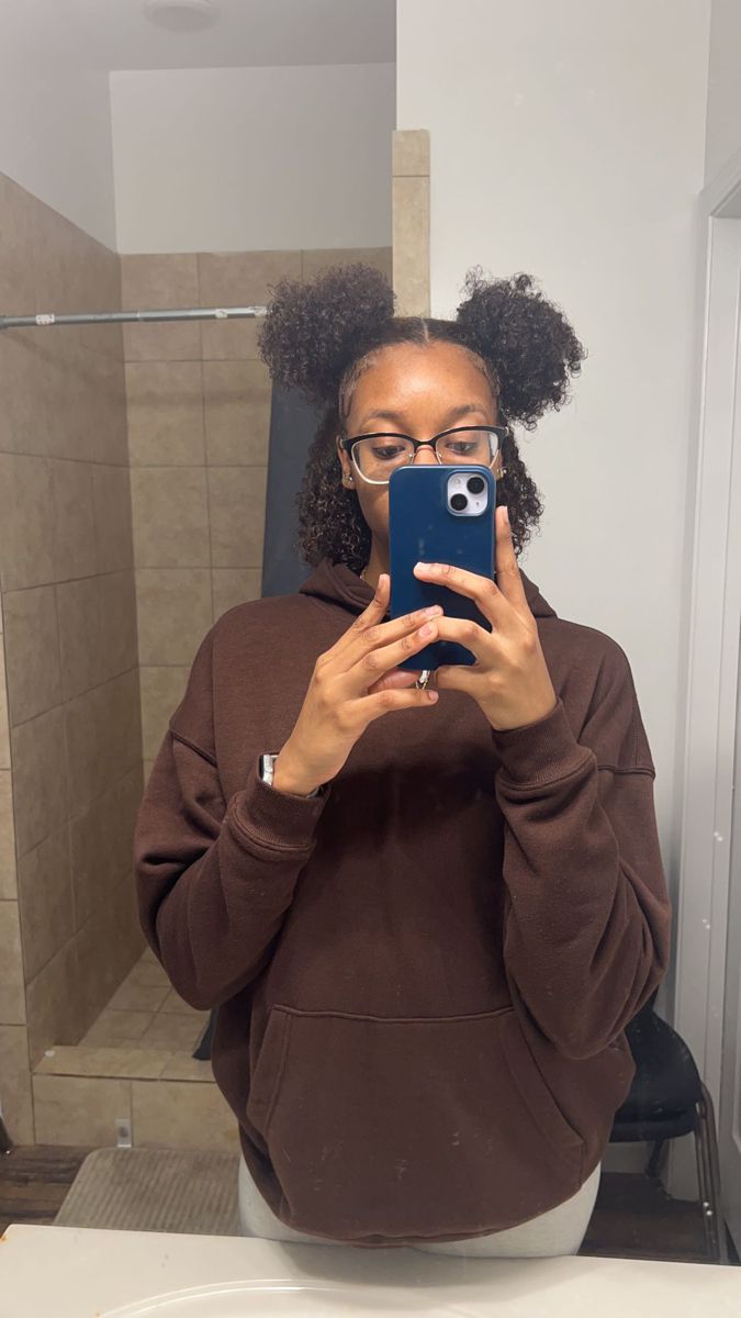 Space Buns Half Up Half Down Black Women, 2 Buns Half Up Half Down Natural Hair, Half Up Half Down Pigtails Natural Hair, 4 Puffs Hairstyle, Two Puffs Half Up Half Down Natural Hair, Two Ponytails Half Up Half Down Natural, Hairstyles To Do With Your Natural Hair, 2 Space Buns Natural Hair, Half Up Half Down Space Buns Curly Hair