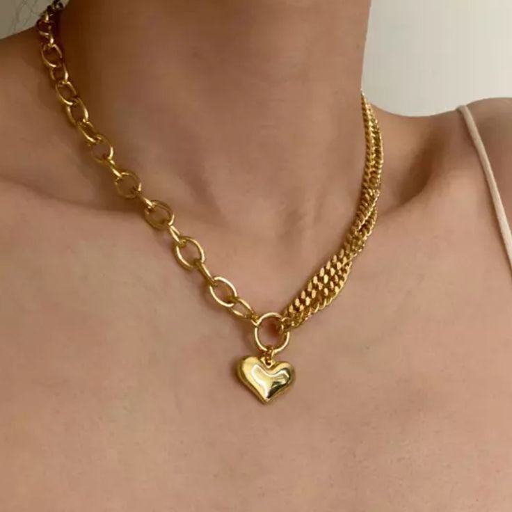 Material: Gold Plated Stainless Steel Necklace Length: 20 Inch Get Free Shipping Over 80$ Gold Link Chain Necklaces Chunky Chain Necklace For Valentine's Day Gift, Valentine's Day Chunky Chain Necklace Gift, Valentine's Day Gift Chunky Chain Necklace, Heart Shaped Chunky Chain Necklace Gift, Heart-shaped Chunky Chain Necklace For Gift, Heart-shaped Chunky Chain Necklace Gift, Heart-shaped Chunky Chain Necklace For Valentine's Day, Everyday Heart Necklace With Chain For Valentine's Day, Valentine's Day Heart Necklace With Chain For Everyday