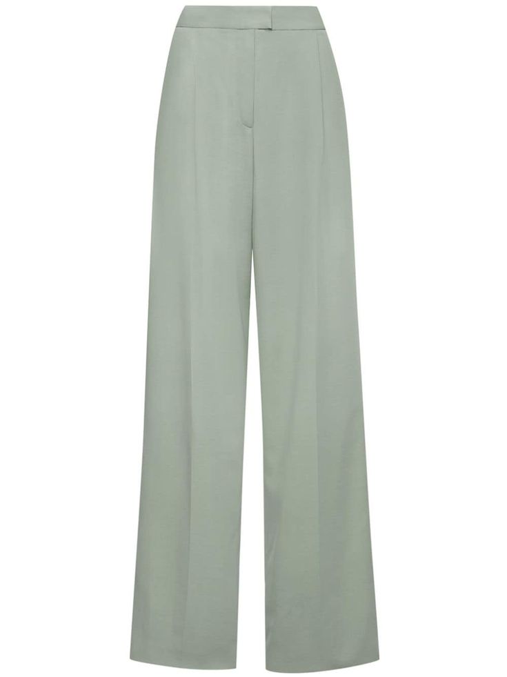 Oscar De La Renta Georgette Silk Tailored Trousers  - Farfetch Mint Green Trousers Outfit, Green Trousers Outfit, Virgo Rising, Mint Dress, Green Trousers, Versace Outfit, Yoko London, Teal And Grey, City Dress