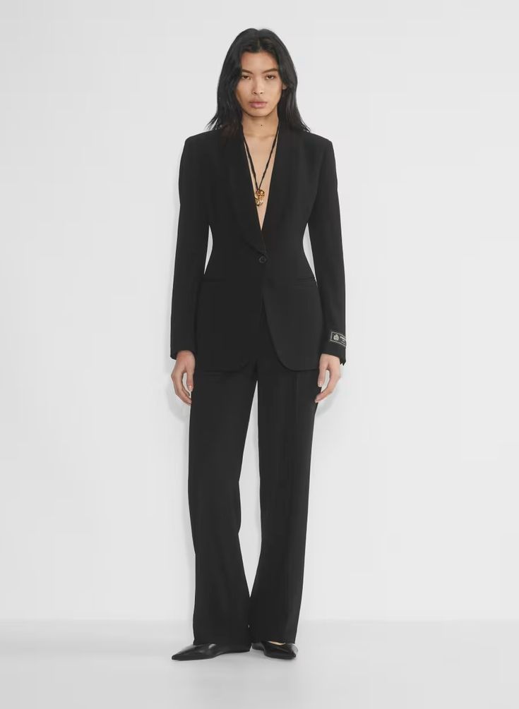 PROPOSITION BLAZER | Aritzia Sleek Single Button Blazer Dress For Formal Occasions, Luxury Semi-formal Pantsuit With Lapel Collar, Luxury Lapel Collar Semi-formal Pantsuit, Tailored Structured Blazer For Semi-formal Occasions, Luxury Evening Pantsuit With Notch Lapel, Formal Structured Blazer With Pressed Crease, Classic Tailored Pantsuit With Lapel Collar, Timeless Long Sleeve Tuxedo For Work, Chic Evening Outerwear With Pressed Crease