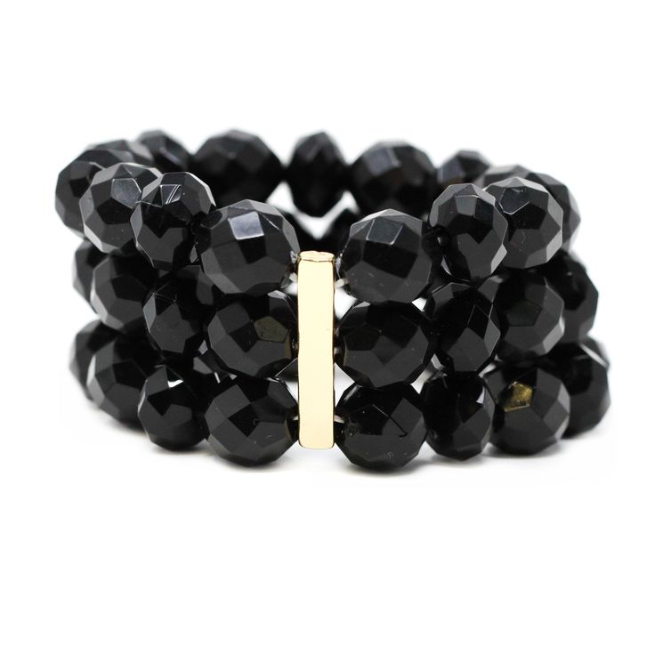 Free Shipping On This Item (No Minimum Purchase Required) Triple Strand Stretch Bead Bracelet Black The beads are plastic. Christina's adorable online gift boutique is packed with the perfect selection of personalized gifts for your bridal party, baby shower, holiday gifts, sorority girls, a little something for a friend or for yourself, this is the place to shop. The best gifts are always from Christina's! Personalized Black Jewelry For Party, Elegant Personalized Black Beaded Bracelet, Black Stretch Bracelet With Faceted Beads For Gift, Black Stretch Bracelet With Faceted Beads As Gift, Black Crystal Bracelet With Round Beads For Party, Black Crystal Bracelet With Faceted Beads For Party, Black Faceted Beads Crystal Bracelet For Party, Elegant Personalized Black Bracelets, Black Round Beads Bracelets For Party