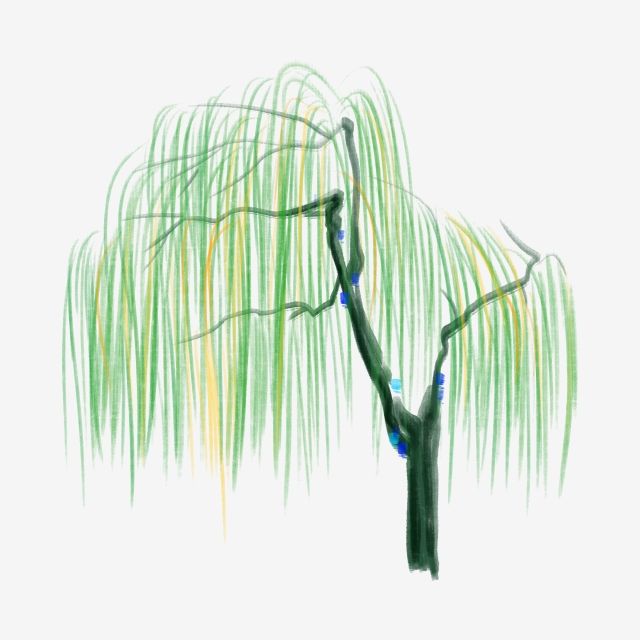 a drawing of a tree with green leaves