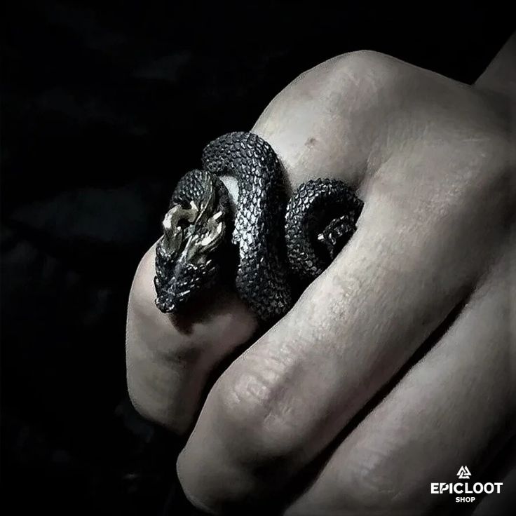 Jormungandr Snake Ring – Epic Loot Shop Horned Snake, Viking Serpent, Ouroboros Jewelry, Midgard Serpent, Snake Dragon, Ring For Man, Channel Set Rings, Woman Aesthetic, Sea Serpent