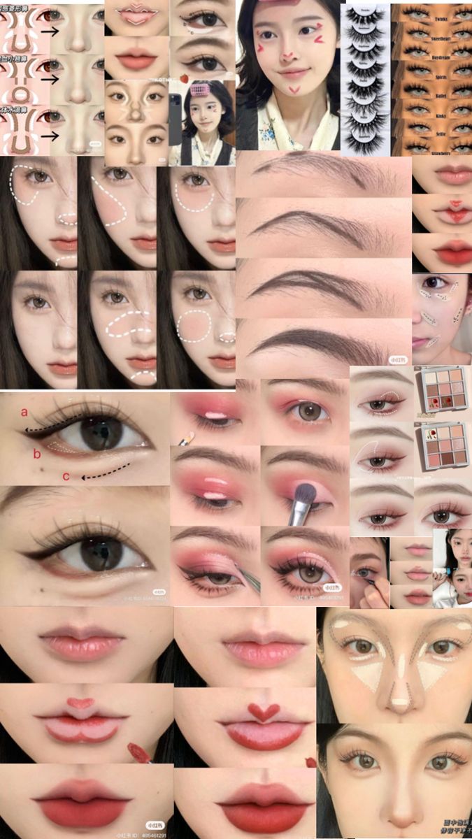 Asian Makeup Tutorials, Membentuk Alis, Korean Makeup Tips, Anime Eye Makeup, Crystal Makeup, Korean Makeup Tutorials, Soft Makeup Looks, Simple Makeup Tips, Doll Eye Makeup