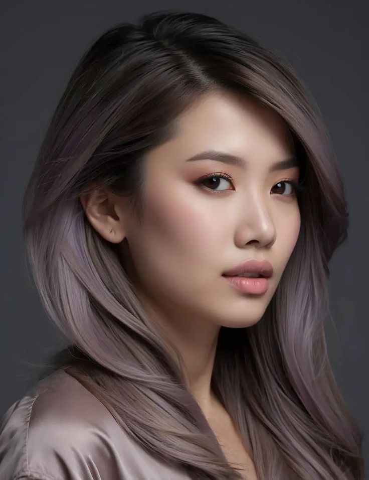 35 Hair Color Ideas For Asian Women With Straight Hair Highlights To Cover Gray Hair Asian, Best Hair Color For Grey Hair, Blending Gray Hair Asian Women, Asian Hair Color Low Maintenance, Best Highlights For Asian Hair, Asian Salt And Pepper Hair, Hair Color For Asian Women Over 40, Gray Blending Asian Hair, Hair Color Ideas Grey Ash