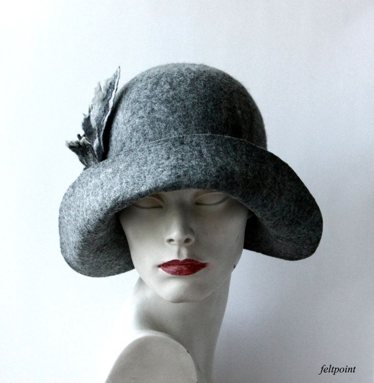 Millnery felt hat Art Deco Gray felt hats Cloche Felted Hats felt hat Cloche Hat Art Hat Art Deco 1920s hat Art Hats hat cloche 1920's hat Gatsby's hat Mrs Fisher hat Hats&Caps Accessories Handmade Great, very flattering hat ! The hat is soft, very pleasant to the touch, nicely placed on the head. Special and unique ! Sophisticated and elegant ! As the base for my works I use great materials like highest quality Australian merino wool (18 micro). All my works are made by hand in the process Gray Fitted Felt Hat For Winter, Gray Felt Hat For Winter, Winter Flapper Style Brimmed Cloche Hat, Classic Felt Cloche Hat, Winter Gatsby Cloche Hat, Winter Gatsby Style Cloche Hat, Elegant Gray Hat With Short Brim, Vintage Felt Cloche Hat For Winter, Elegant Gray Felt Hat With Short Brim