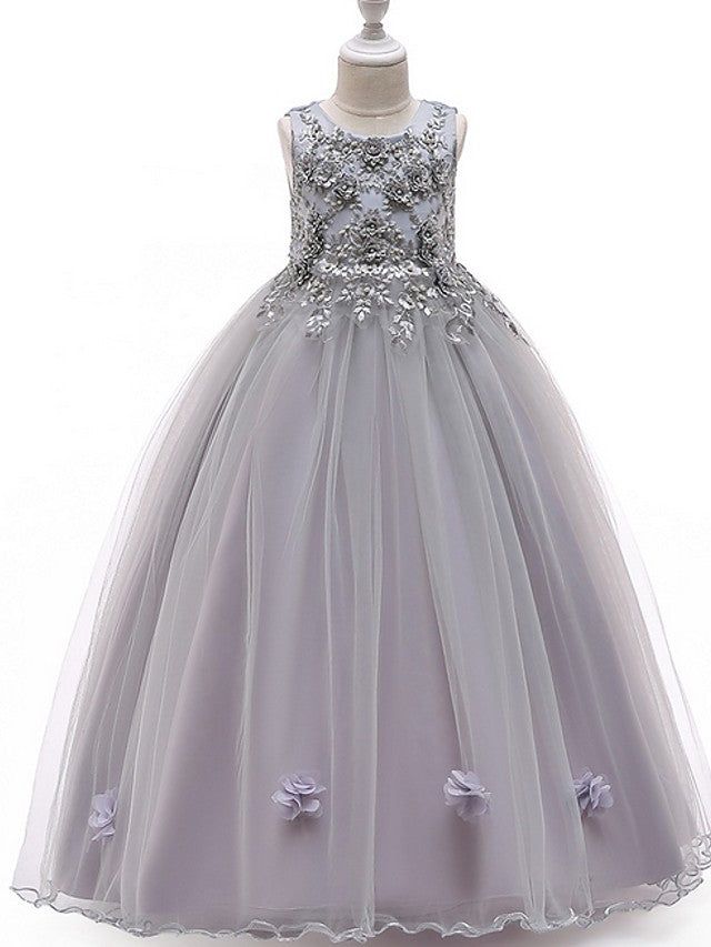 Detalles de la espalda: Cremallera 

Silueta: línea A 

Longitud de la manga: sin mangas 

Dobladillo: hasta el suelo 

Embellecimiento: Rebordear,Apliques Dresses With Bow, Tulle Dress Long, Princess Wedding Gown, Champagne Dress, Occasion Dresses Wedding, Teen Party, Flower Girl Dresses Tulle, Kids Dresses, Summer Girl