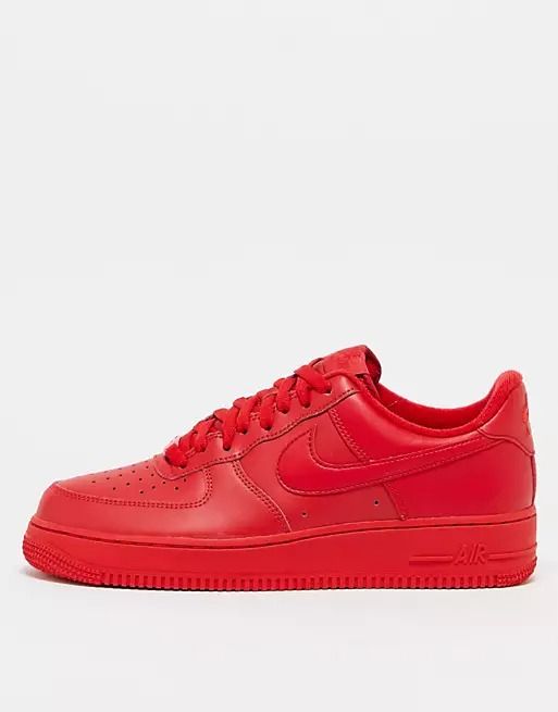 Nike Air Force 1 '07 sneakers in red | ASOS Nike Air Force 1 Sporty Streetwear Shoes, Streetwear Nike Air Force 1 With Rubber Waffle Outsoles, Nike Air Force 1 With Rubber Waffle Outsoles, Casual Nike Air Force 1 With Rubber Waffle Outsoles, Nike Air Force 1 Synthetic Lace-up With Rubber Sole, Red Leather Running Shoes With Rubber Sole, University Red Low-top Running Shoes With Branded Insole, Red Mid-top Synthetic Skate Shoes, University Red Synthetic Sneakers For Sports