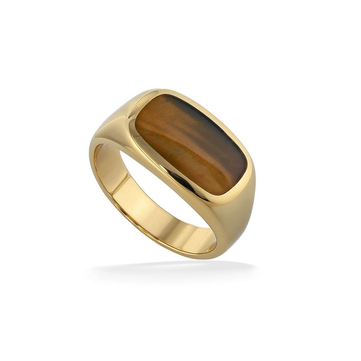 14K Yellow Gold Kabana Men's Ring with Tiger's Eye Inlay. Please indicate the size in the comment field during the checkout process. Some sizes may require additional delivery time and may result in a higher price. Palm Tree Jewelry, Hawaiian Heirloom Jewelry, Tahitian Pearls Jewelry, Sea Turtle Jewelry, Pineapple Jewelry, Sea Life Jewelry, Inlay Jewelry, Turtle Jewelry, Freshwater Pearl Jewelry