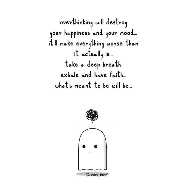 a black and white drawing of a ghost with a thought bubble above it that says, everything will destroy your happiness and your mood