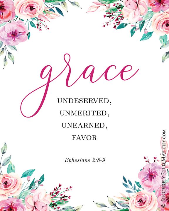 the words grace are surrounded by pink flowers