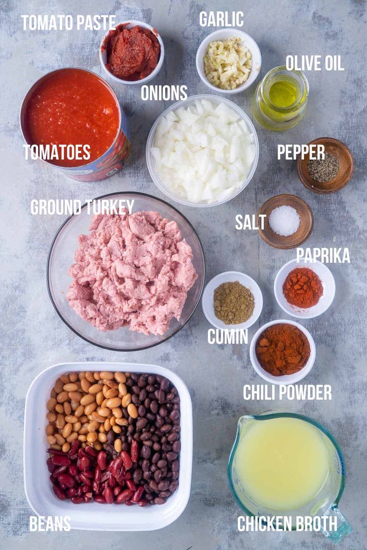 the ingredients to make this recipe include beans, tomatoes, onions, and other foods