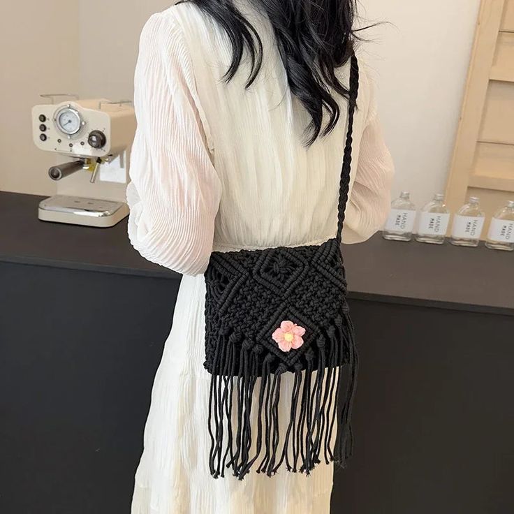 UAKISS - Bohemian Tassels Straw Bag Woman 2024 Fashion Beach Resort Bag New Trend Crossbody Bags Versatile Style Retro Shoulder Bag Black Mobile Phone Bag For Vacation, Spring Shoulder Bag With Tassels For Daily Use, Casual Spring Shoulder Bag With Tassels, Casual Travel Shoulder Bag With Tassels, Casual Shoulder Bag With Tassels For Travel, Trendy Fringe Shoulder Bag For Vacation, Spring Travel Bag With Tassels, Casual Shoulder Bag With Tassels For Daily Use, Casual Fringe Bags For Spring