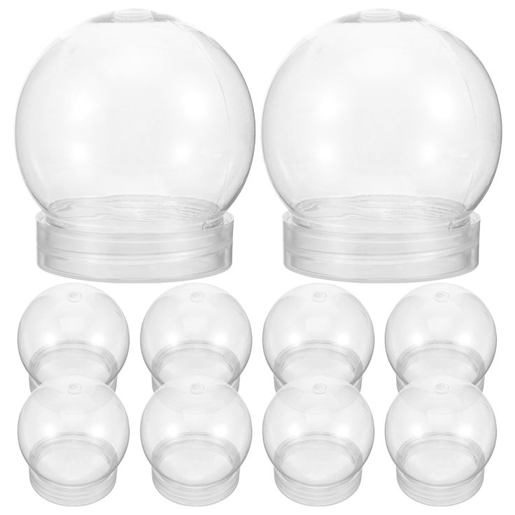 clear plastic balls with lids and caps on white background