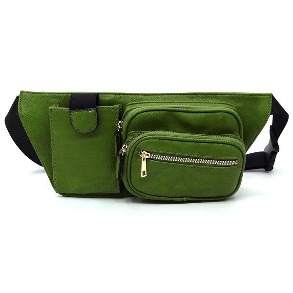 Fashion Fanny Bag Waist BagFaux vegan leatherZip closureGold-tone hardwareL 11 * H 6 * W 2.5 Green Belt Bag With Pockets For On-the-go, Green Modern Crossbody Belt Bag, Modern Green Crossbody Belt Bag, Trendy Green Belt Bag With Removable Pouch, Green Rectangular Belt Bag With Zipper, Modern Green Belt Bag For On-the-go, Trendy Green Belt Bag For On-the-go, Green Pouch Belt Bag With Zipper Pocket, Green Belt Bag With Zipper Pocket