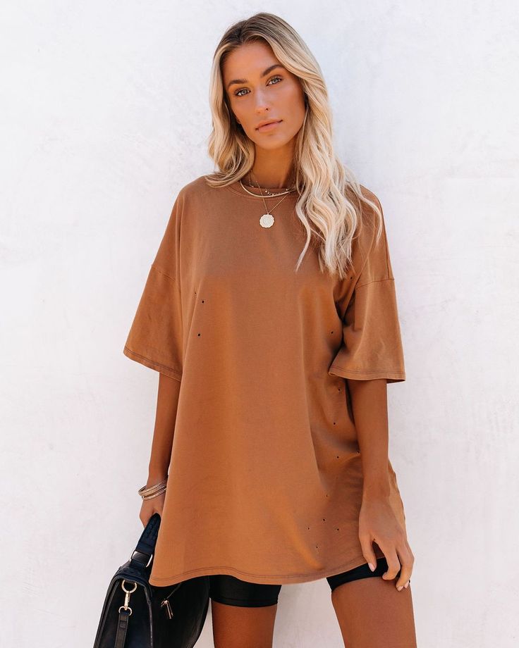 PREORDER - His Cotton Oversized Tee - Tan – VICI Oversized Distressed Tops For Fall, Oversized Distressed Tops For Loungewear, Distressed Oversized Tops For Fall, Trendy Oversized Distressed Top, Oversized Ripped Crew Neck Top, Brown Distressed Crew Neck Top, Oversized Distressed Fall T-shirt, Oversized Distressed T-shirt For Fall, Brown Distressed Cotton Tops