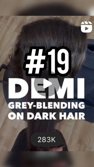 Emily Chen on Instagram: "No.19 of my top 20 reels of 2023 ✨ I know this one was posted only a few weeks ago, but APPARENTLY you all liked this DEMI grey-blending tutorial enough to launch it into my top 20 of the YEAR 🥰🤗   Also reposting as one of my entries for the brunette category at @hairbrained_awards 🤎  Details below 👇   My client wanted to transition from having a harsh permanent color demarcation line to having a softer growout with a translucent demi base. She also warned me during the consultation that her hair is “difficult” to lift & that no one has ever gotten her hair to lift past an orange. considering that she had years of overlapped dark permanent color, that statement seemed pretty on point. The reason we were able to lift her PAST the orange stage was due to applica Blending Gray Hair In Dark Hair, Grey And Dark Hair Color, Demi Gray Blending Brunette, Grey Blending On Dark Brown Hair, How To Blend Grays In Dark Hair, Grey Blending On Brown Hair, Hair Color Ideas For Brunettes Blending Grey, Dark Brunette Grey Blending, Brown Hair To Grey Transition