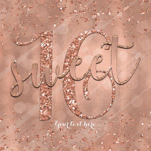 the word sweet written in gold glitter on a pink background with an inscription underneath it