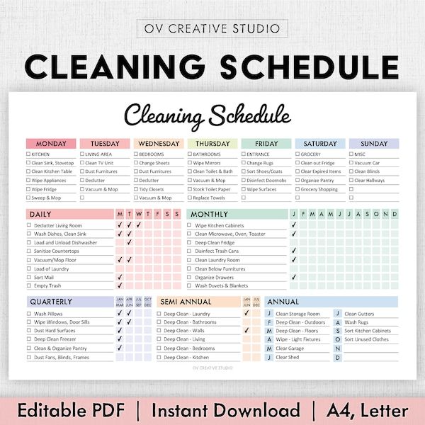 a cleaning schedule with the words cleaning schedule on it